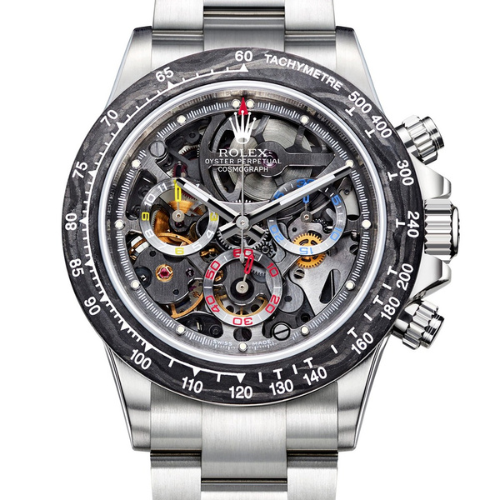 Luxury Watch Daytona with a Black and Silver Skeleton Design