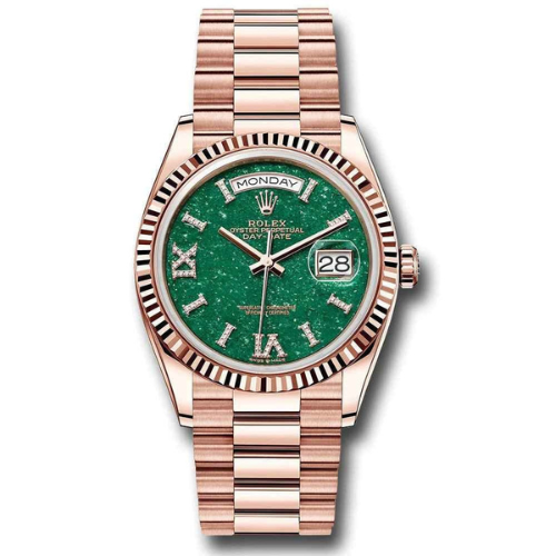 Luxury Watch Day-Date, Green Aventurine Set Everose Gold(Refurbished)