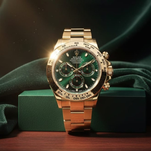 Luxury Watch Daytona Oyster, 40 Mm, Full Gold With Green Dial(Refurbished)