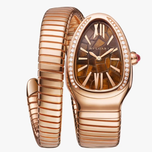 Luxury Rose gold Serpenti Tubogas Watch Brown