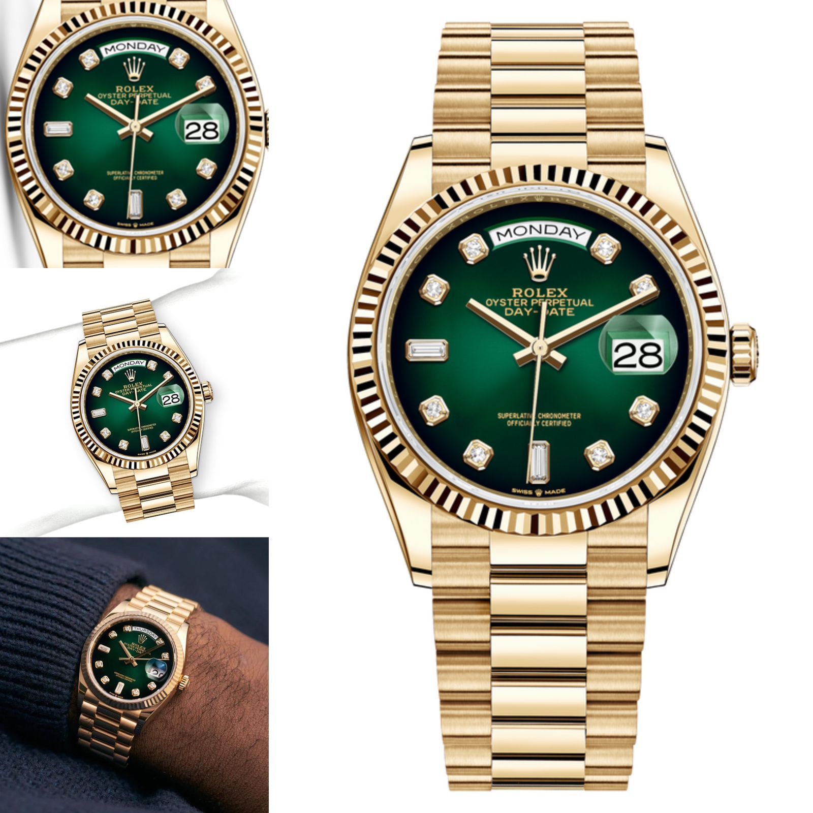 Luxury Watch Yellow Gold Green Dial 212(Refurbished)