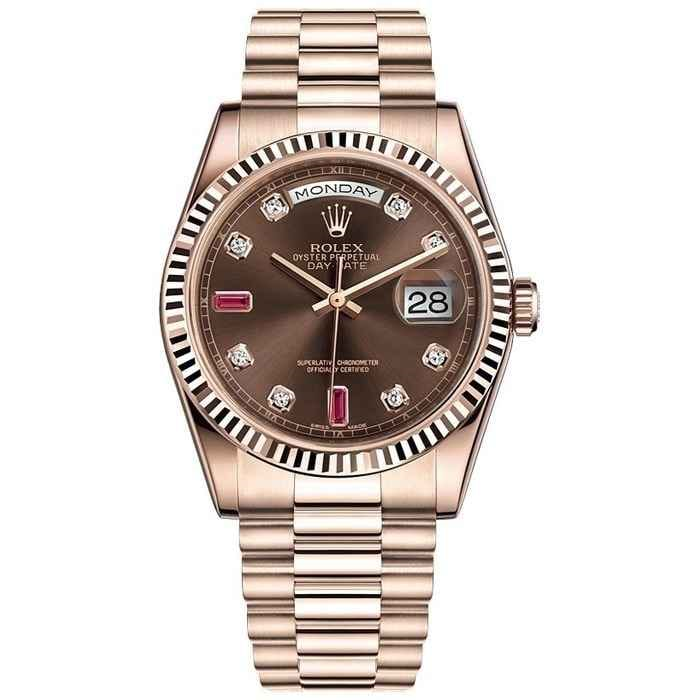 Luxury Watch Oyster Day-Dat Ruby Chocolate Dial President(Refurbished)